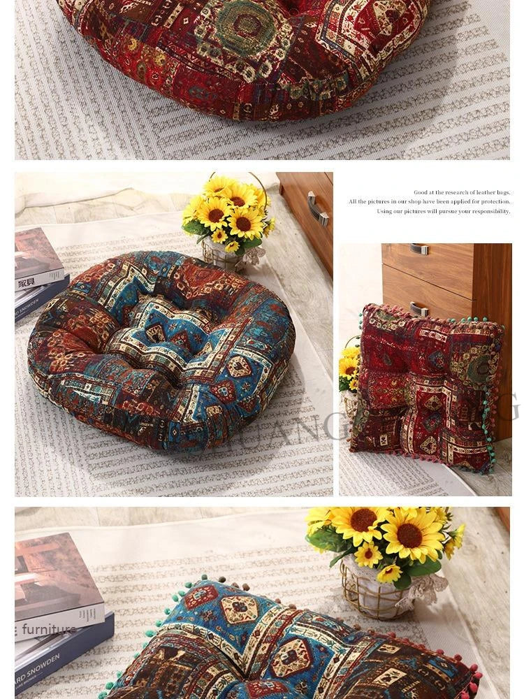 Boho Tatami Sitzkissen – Florales Design 40x40cm
