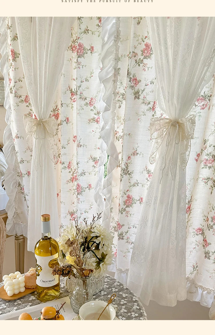 Küchengardinen – Baumwolle Leinen Blumen – Grössen Anpassbar