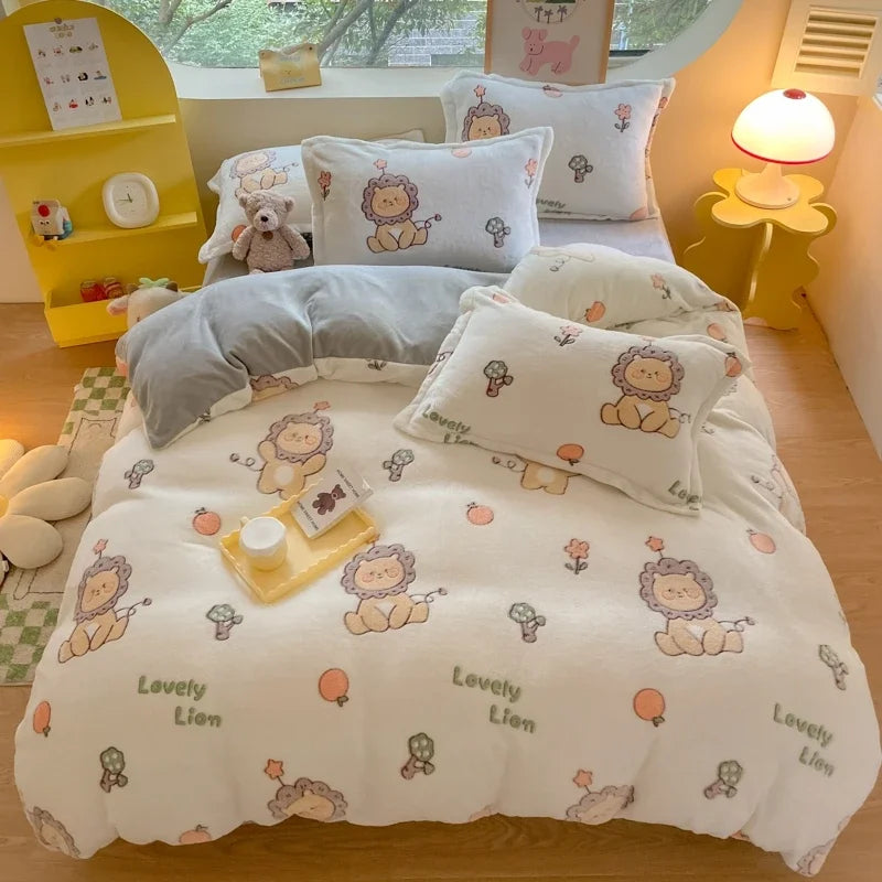 Florale Milchfleece – Moderne Doppelbettdecke 220x240