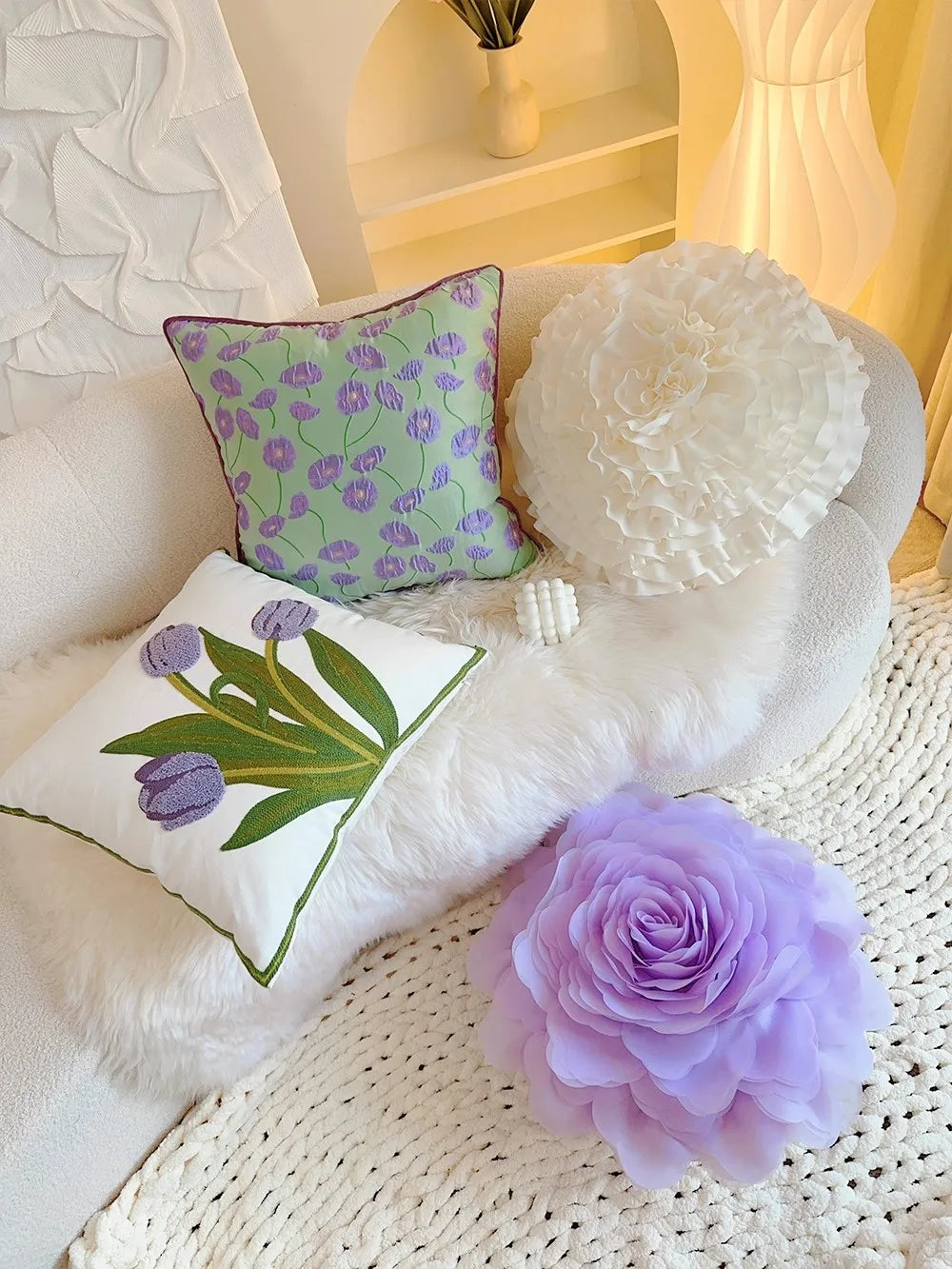 Pastorale Blumen Kissenhülle – Klassisches Baumwolle 45x45cm