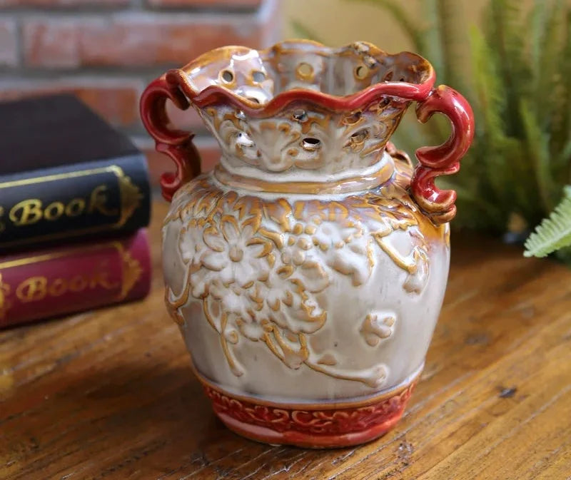 Keramik Handwerks Vase – Folk Art Design