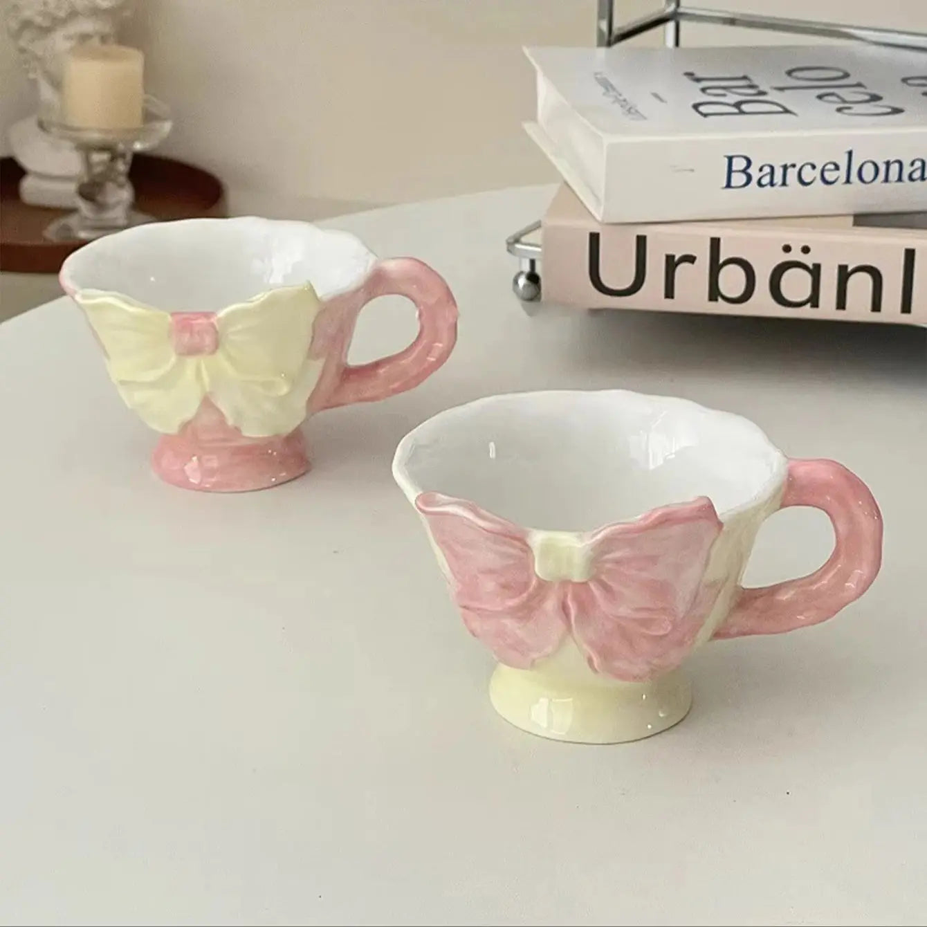 Keramik Kaffeetasse – Handbemaltes Schleifen-Design – 180ml