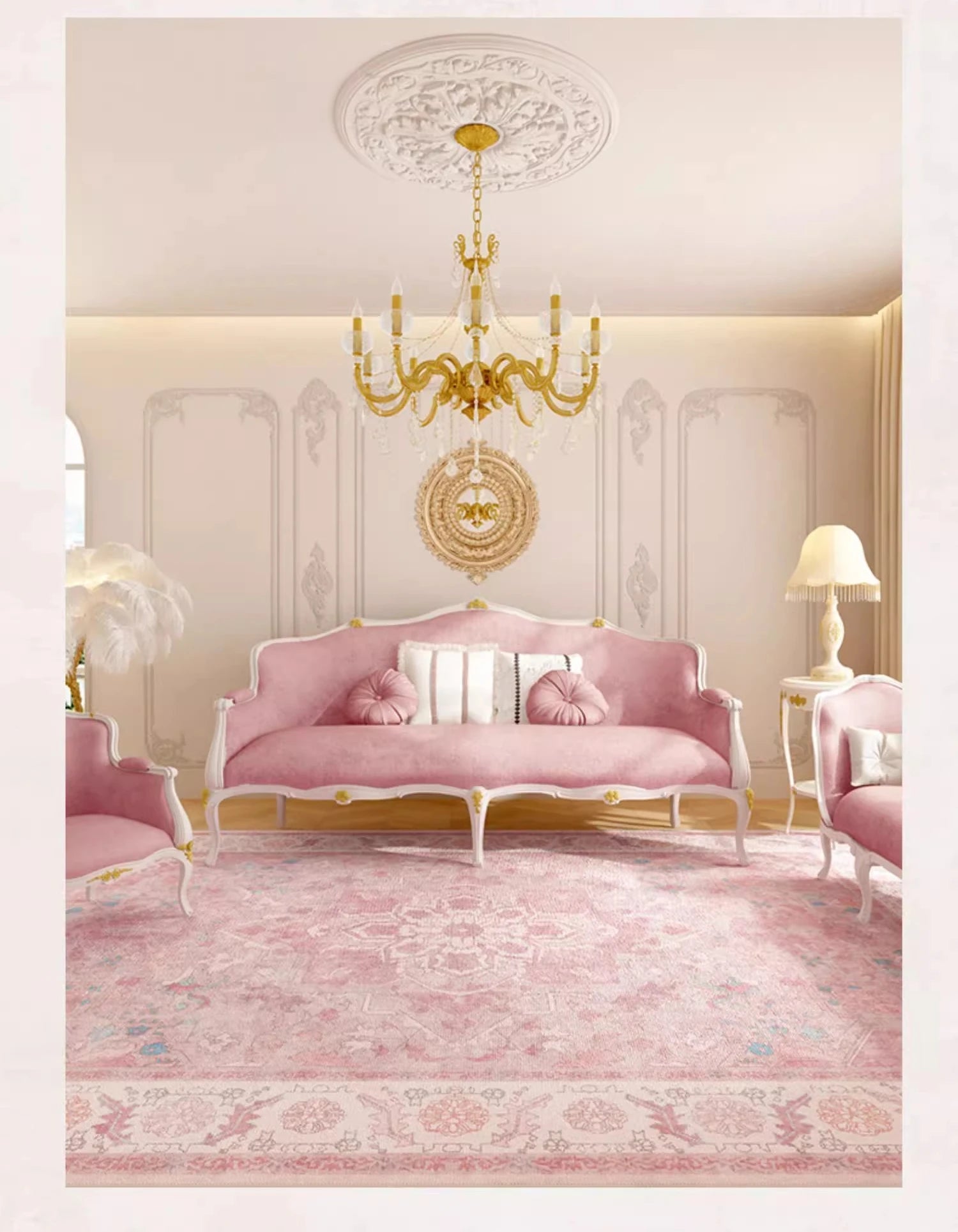 Perserteppich für Wohnzimmer – Leichter Luxus Polyester – Verschiedene Grössen