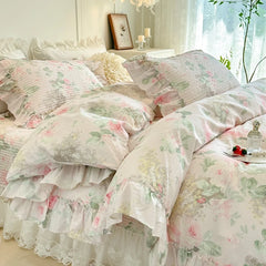 Baumwoll-Bettdecken-Set – Romantisches Spitzen-Design – Doppelbett