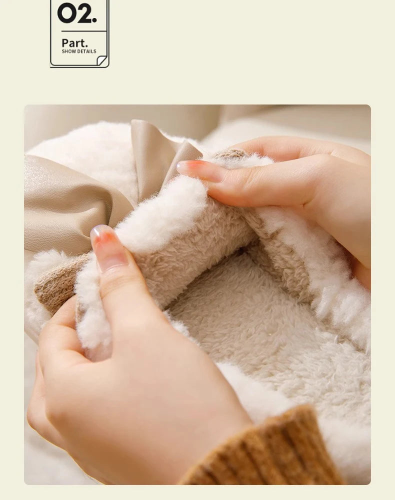 Dicke Sohle Schleifen-Pantoffeln – Plüschkomfort, Indoor