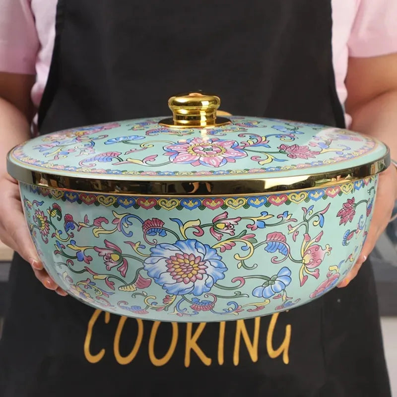 Nordische Emaille-Schüssel – Retro Design, grosse Kapazität