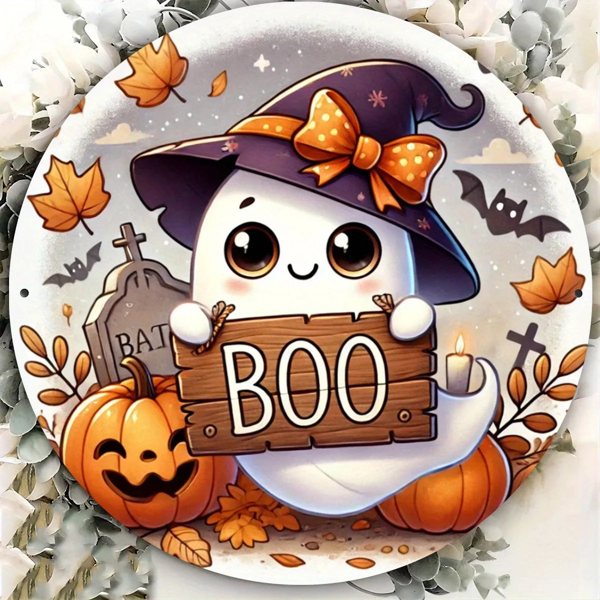 Halloween-Dekor – Rundes Holzschild – Innen & Aussen