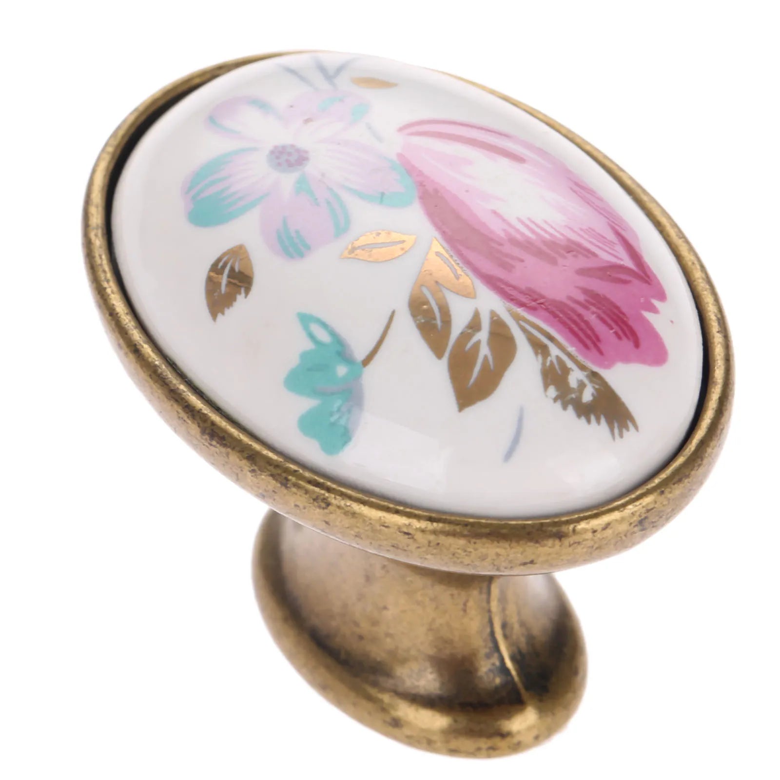 Vintage Keramik Möbelknöpfe – Blumenmuster für Schränke