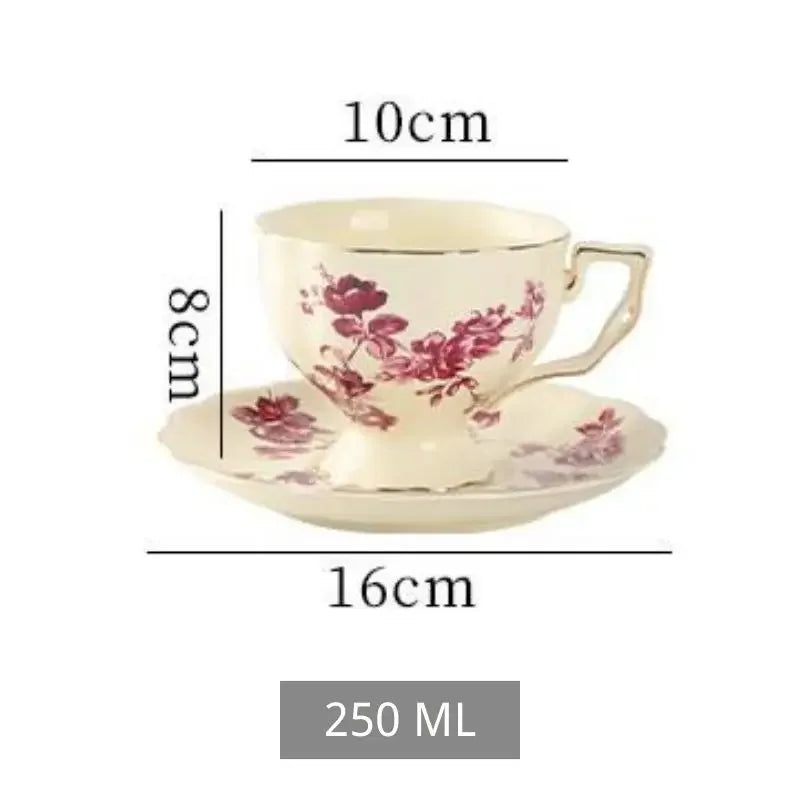Keramik Teetassen-Set – Vintage Florales Porzellan
