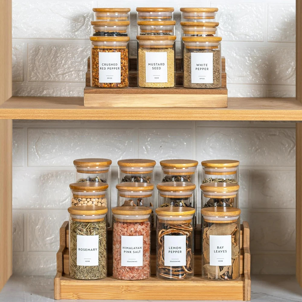 Glas-Gewürzgläser – Bambus Luftdicht – 12-teiliges Set