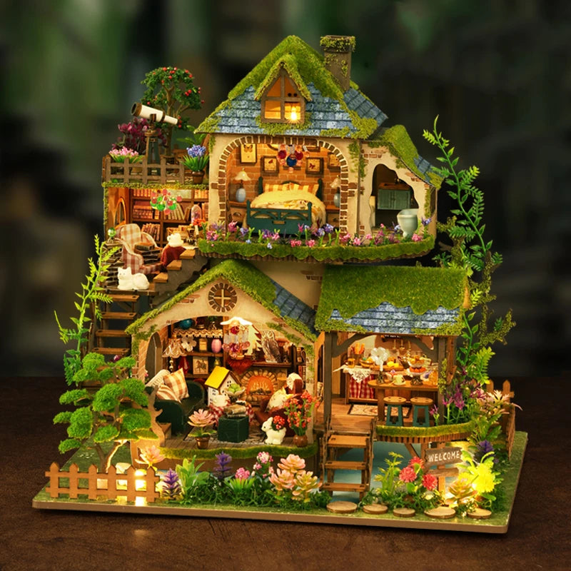 DIY Holzpuppenhaus-Set – Retro-Stil – Wohnaccessoire