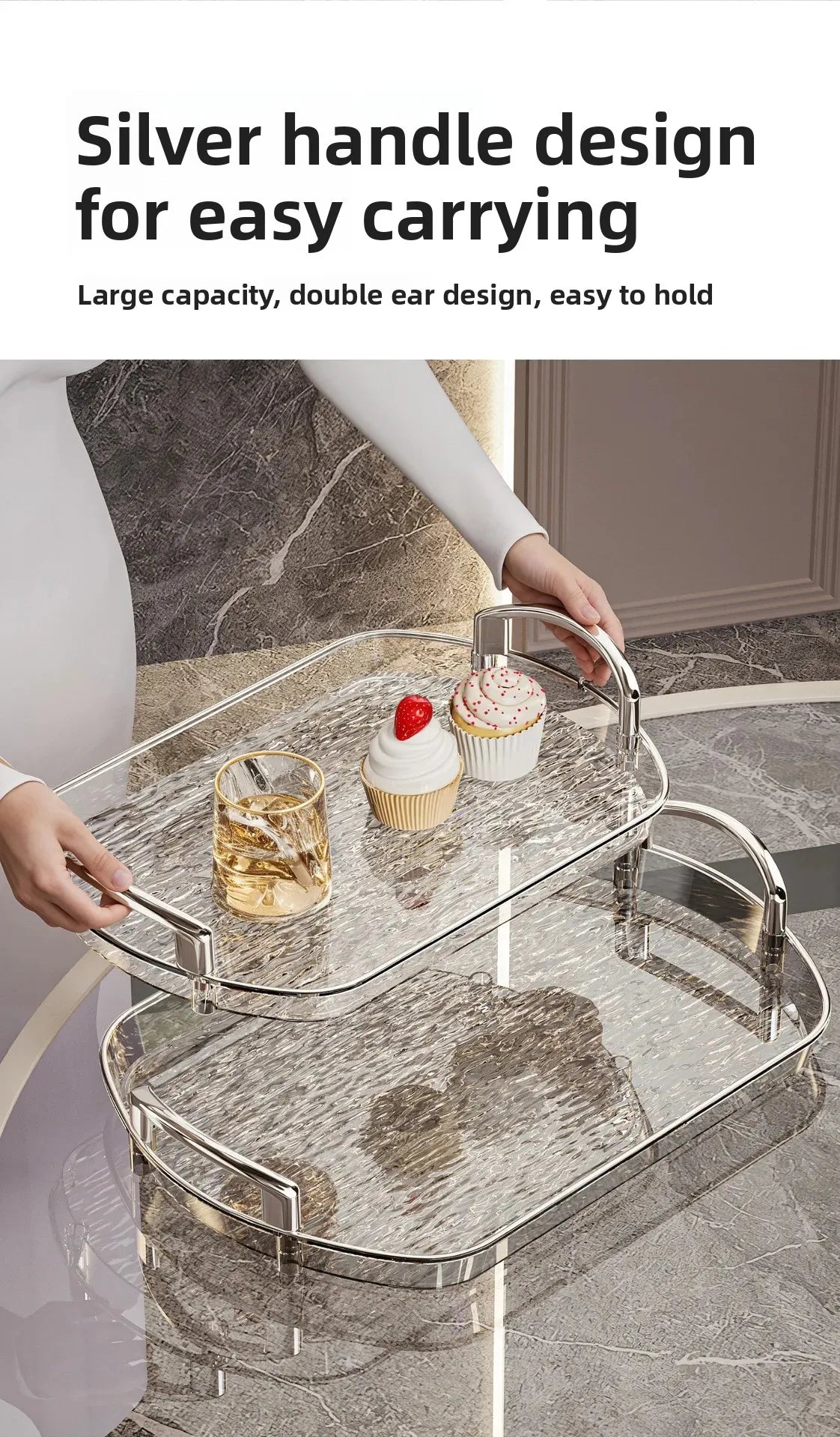 Transparente PET Ablage – Gletschermuster – Vielseitig