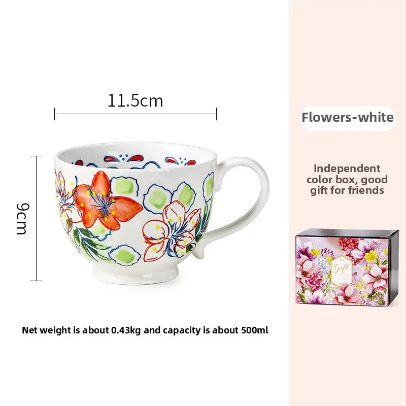 Keramik Kaffeetasse – Handbemaltes Design – 501-600 ml