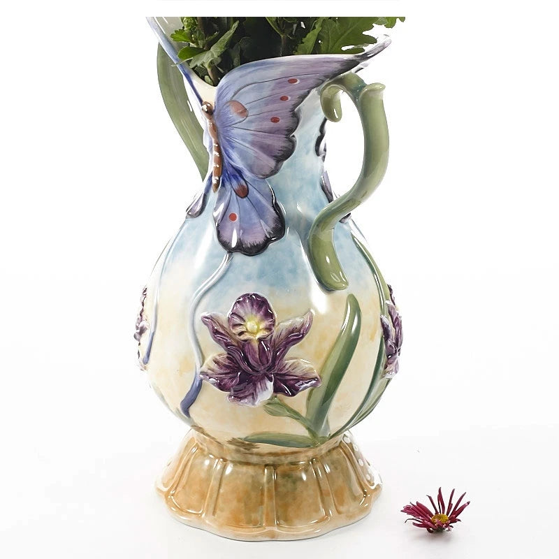 Orchideen Keramikvase – Pastoral Stil 22.8X16X33CM
