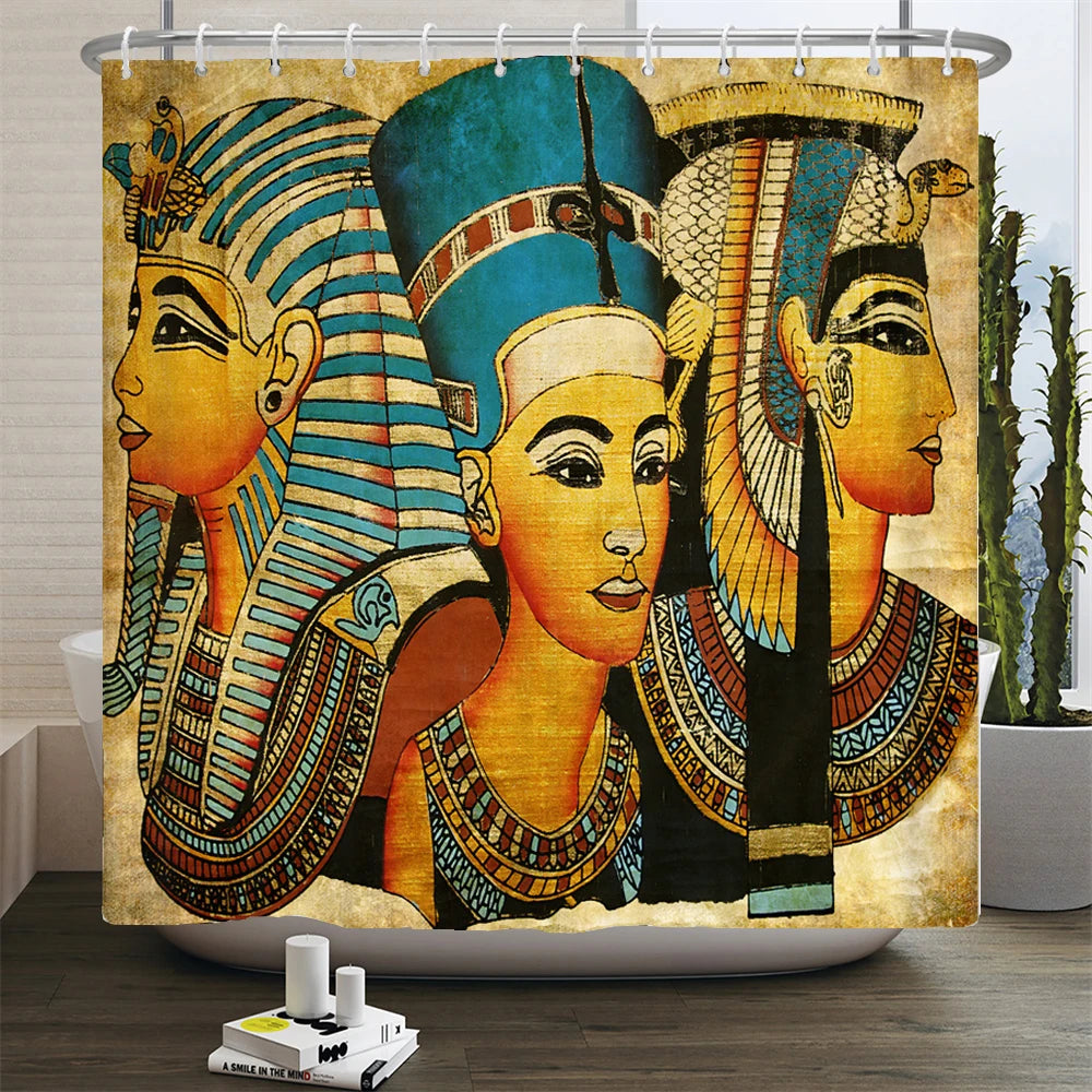 Retro Duschvorhang – Ägyptisches Design – 180x180cm Set
