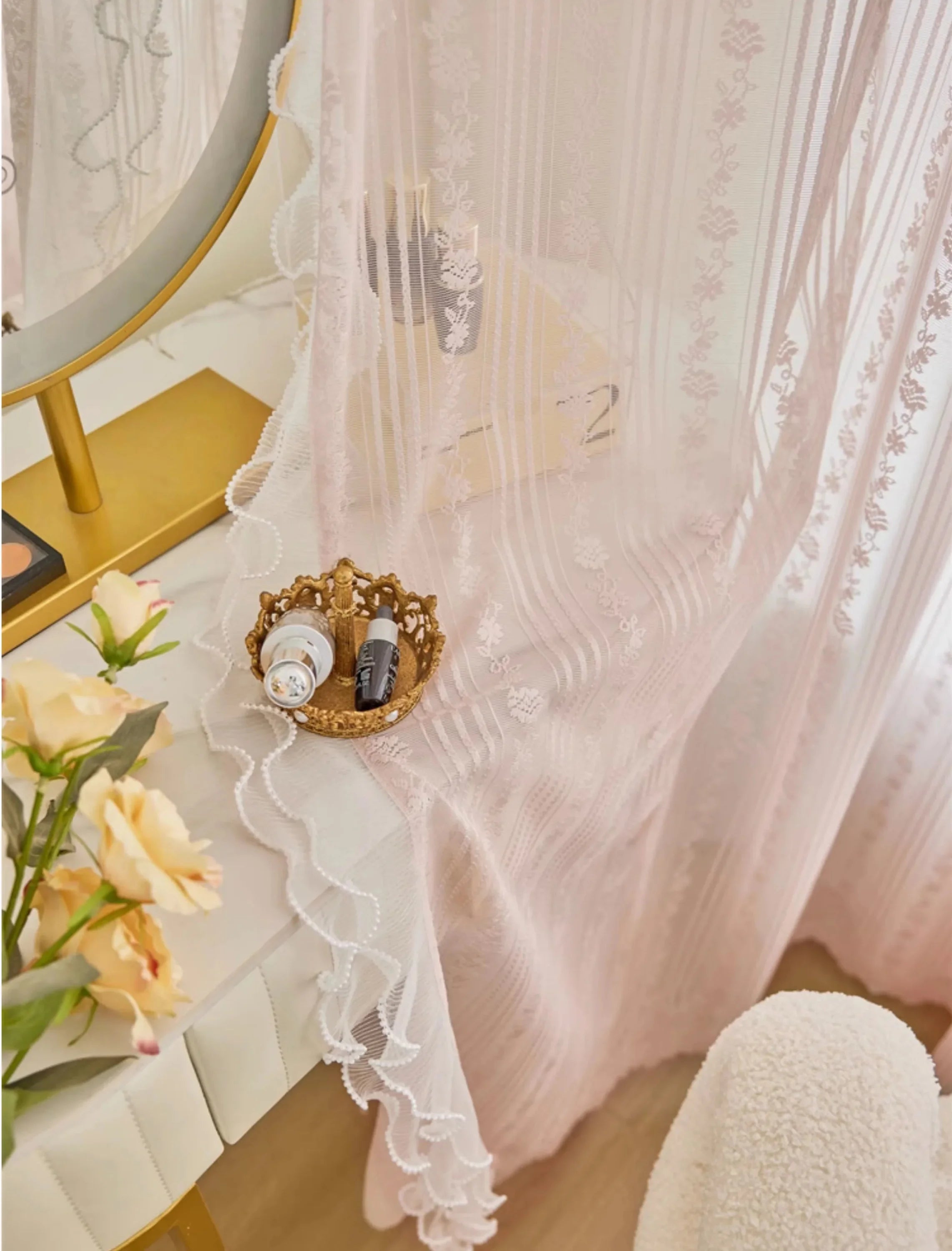 Transparente Prinzessinnen-Vorhänge – Jacquard-Design – Luxus-Wohnzimmer