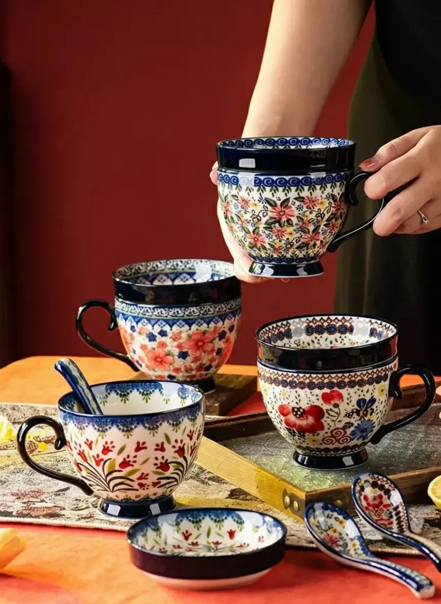 Kreative Porzellan Tassen – Bohemia Stil für Zuhause, 500ml