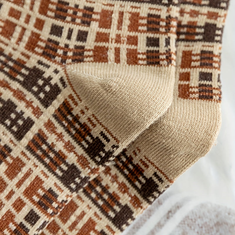 Damen Crew Socken – Baumwolle Argyle Packung 5