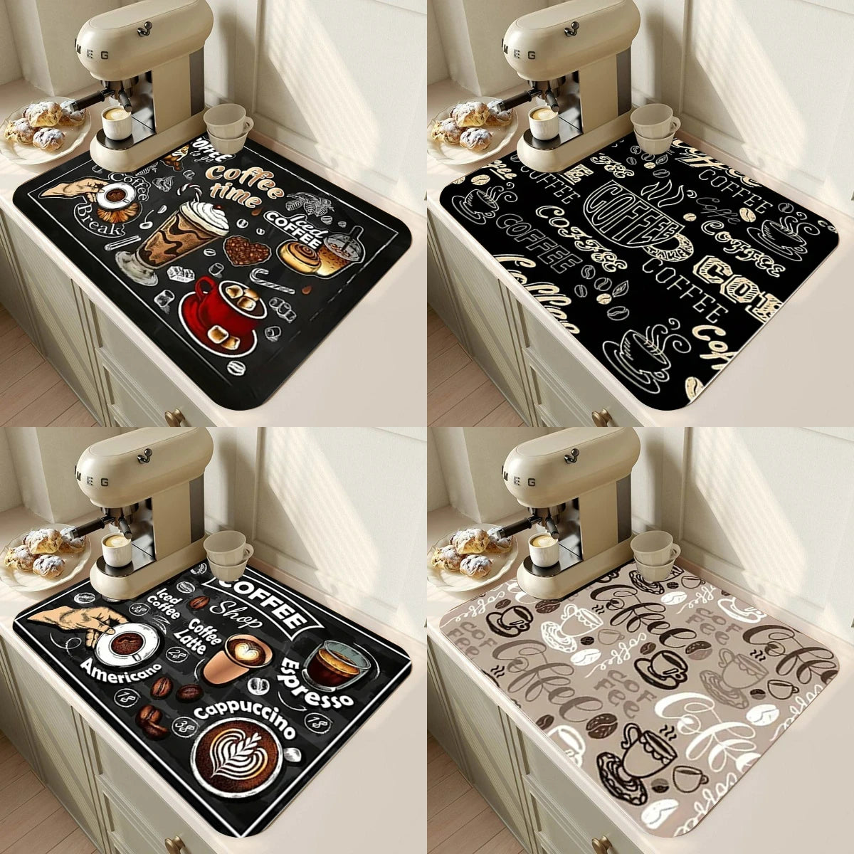 Kaffeemaschinenmatte – Modern Gummi – 20x30cm bis 50x80cm