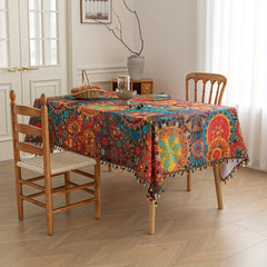 Boho-Tischdecke – Tupfenmuster – 150x150cm