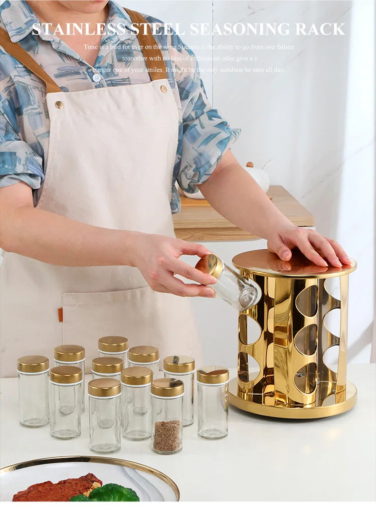 Gewürzregal Set - Edelstahl Design 12-teilig