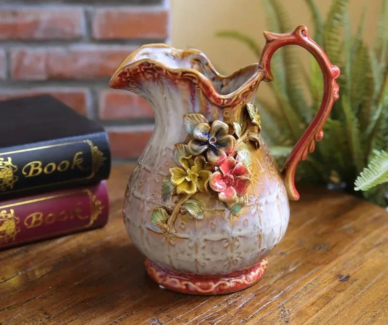 Keramik Handwerks Vase – Folk Art Design