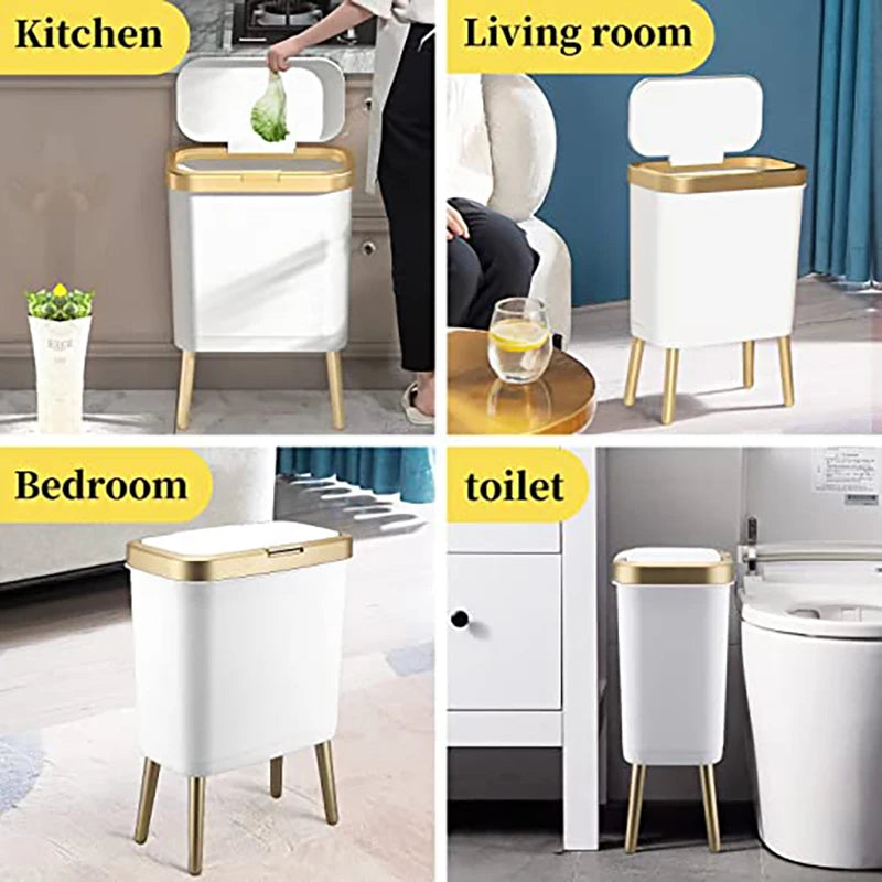 Luxuriöser Goldener Abfalleimer – Modernes Design mit Deckel