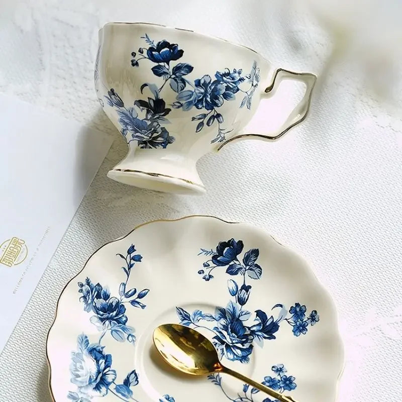 Keramik Teetassen-Set – Vintage Florales Porzellan