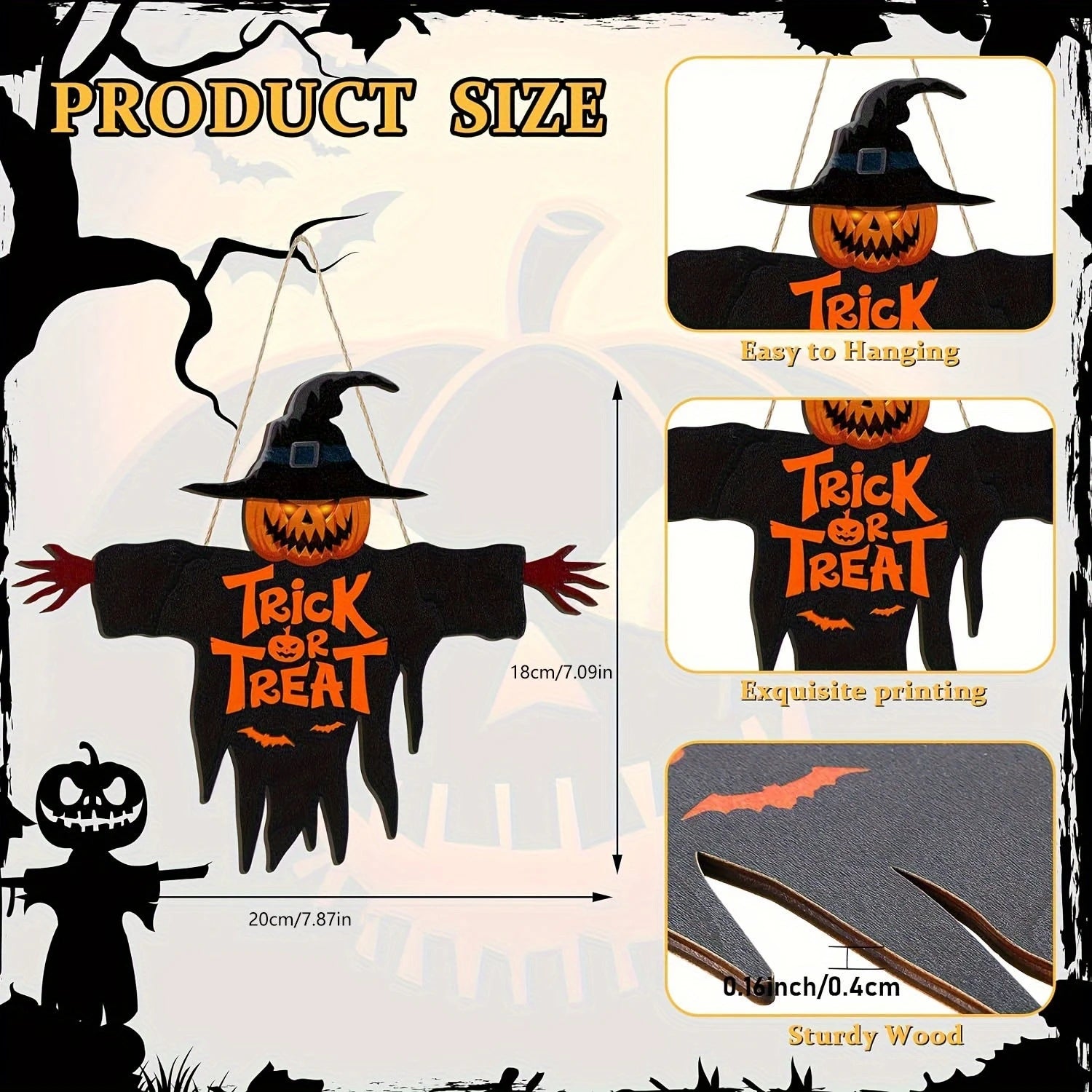 Halloween Holzschild - Monster Design - 30cm x 28cm