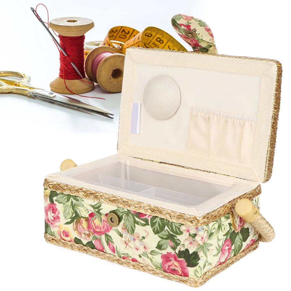 Nähkorb – Blumendesign – 19x13x10cm Handgemacht