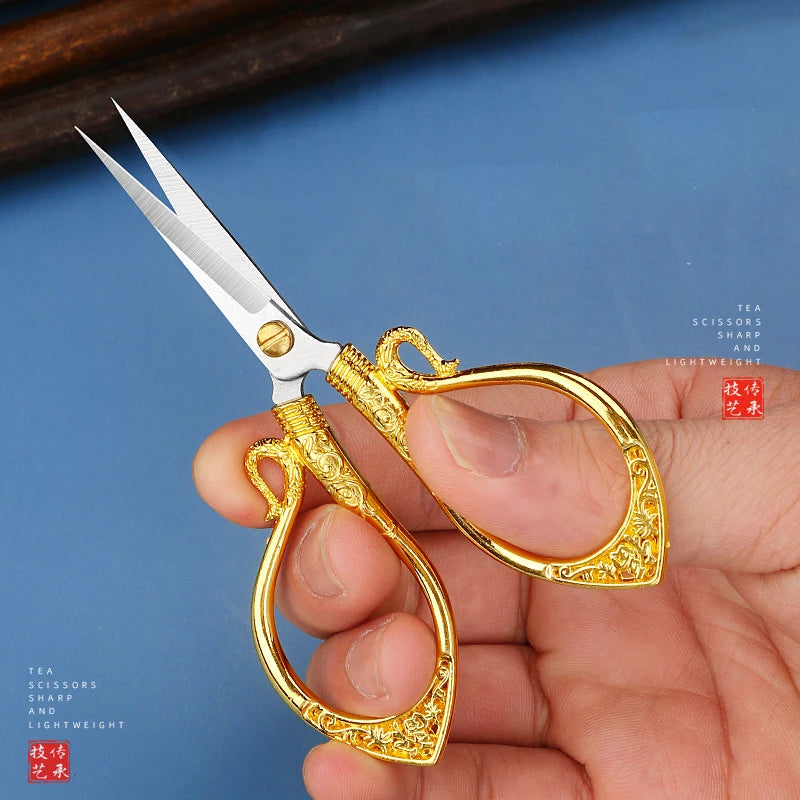 Vintage Schere – Blattmuster, Edelstahl Schnitt