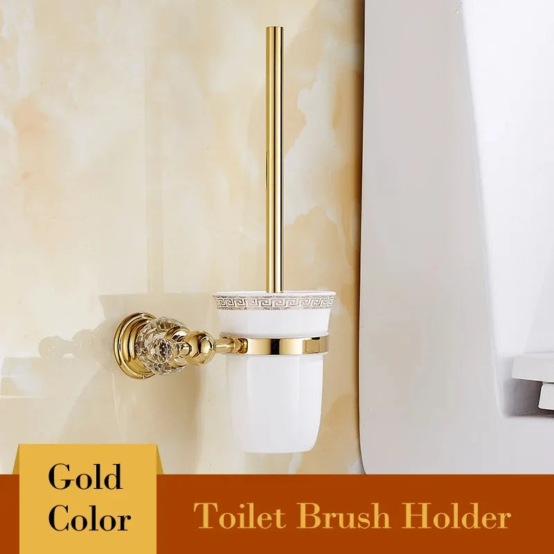 Edelstahl WC-Bürste – Gold Kristall Design – Bad Set