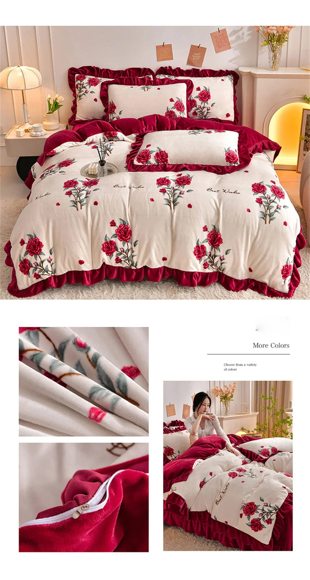 Winter Bettwäsche Set aus 100% Polyester Fleece in Farbe: Ziselangman, Grösse: King 220x240 cm