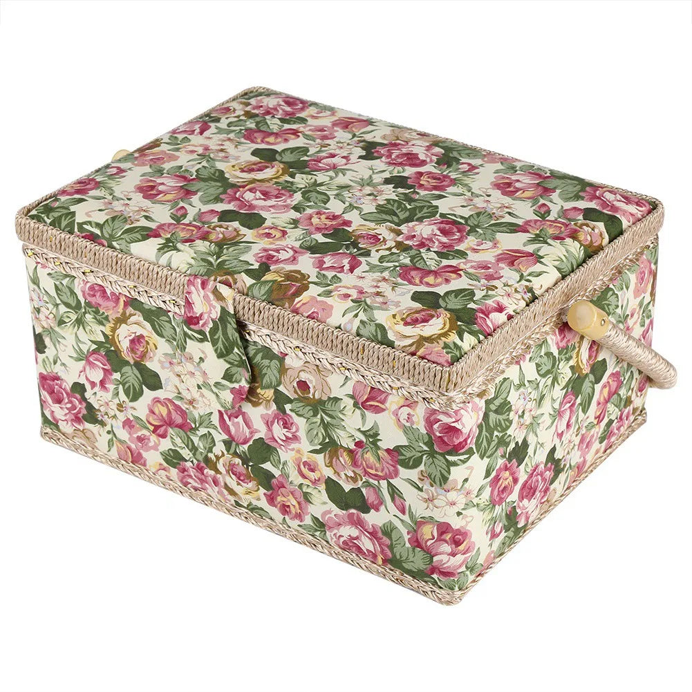 Nähkorb – Florales Stoffdesign – 30.5x23x15.5 cm