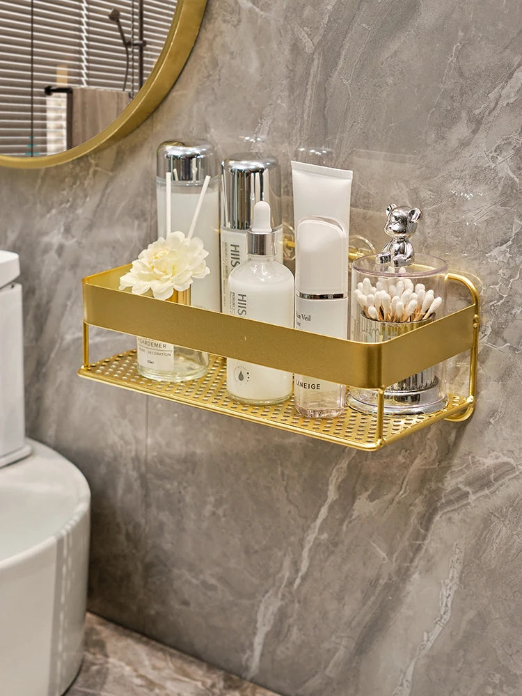 Goldenes Badezimmerregal – Eisen Wandmontage – 42cm