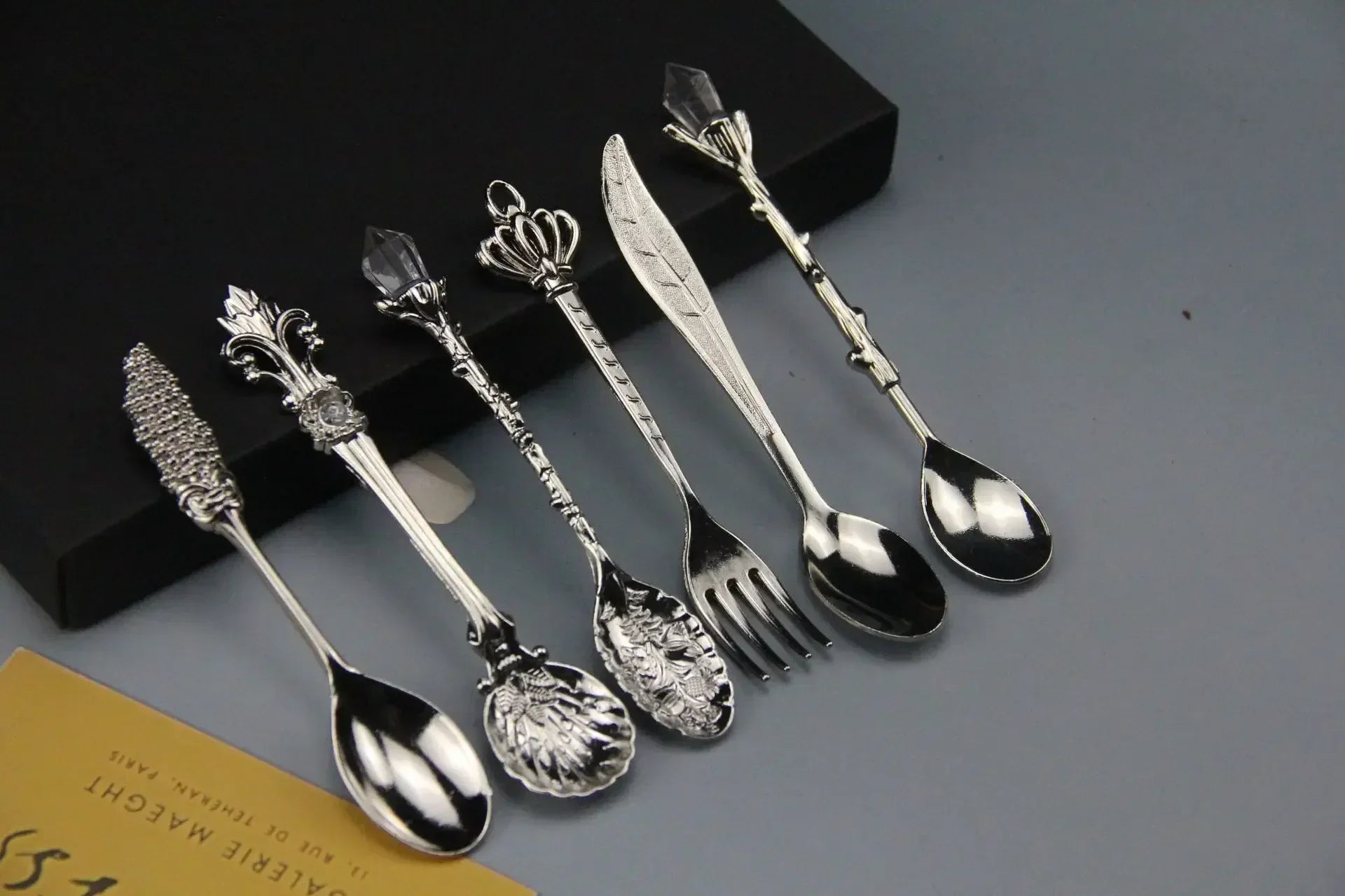 Kaffeelöffel Set – Vintage Zinklegierung, Kristallspitzen