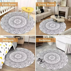 Runder Teppich – Retro-Blumendesign – 120x120cm