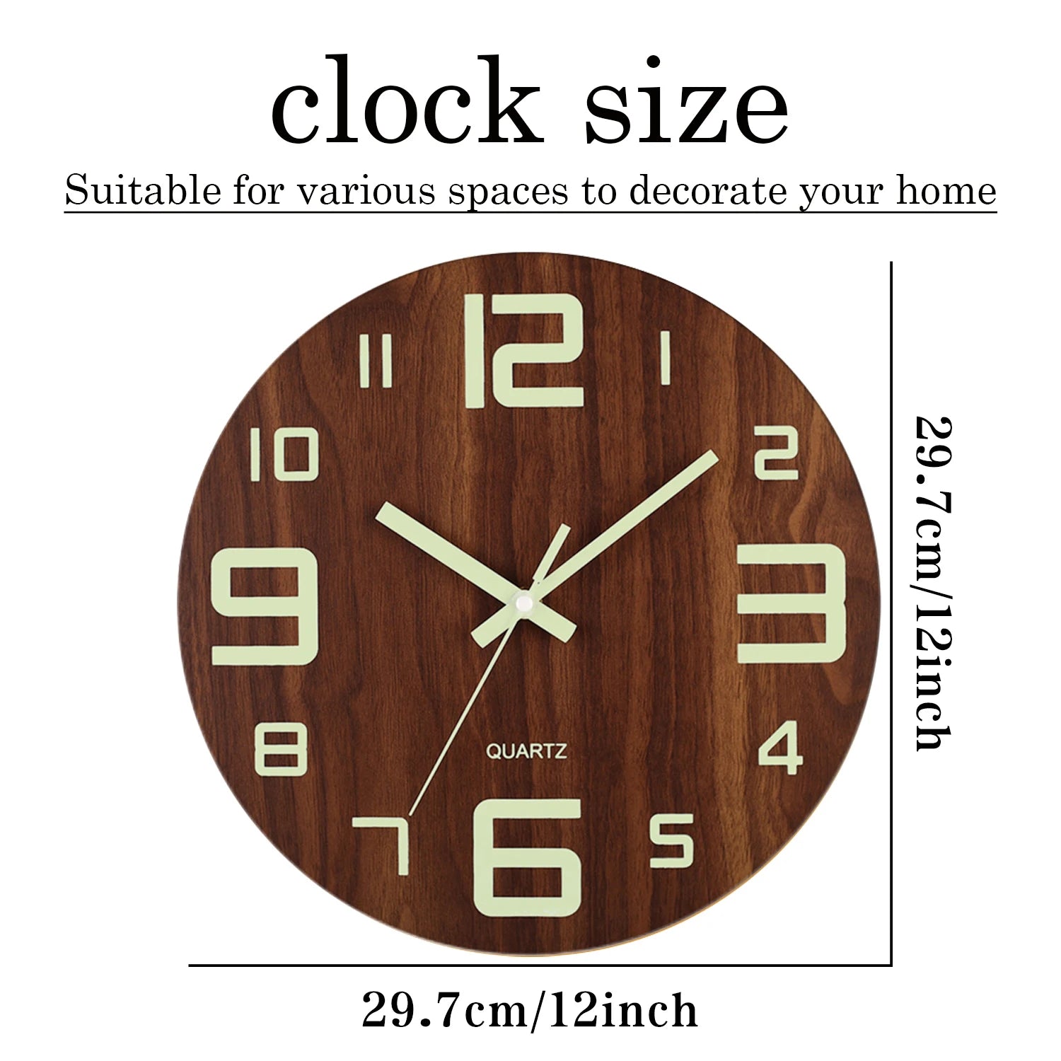Leuchtende Wanduhr – Bambus & Holz – 12 Zoll