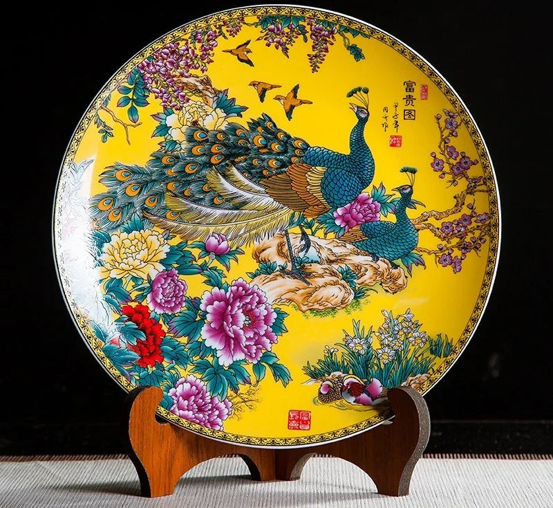 Keramikdeko-Teller aus Keramik in Weiss, Boho Stil, Grösse 26cm Stativ