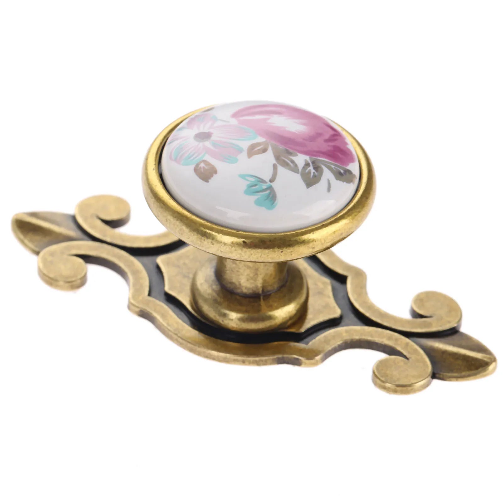 Vintage Keramik Möbelknöpfe – Blumenmuster für Schränke