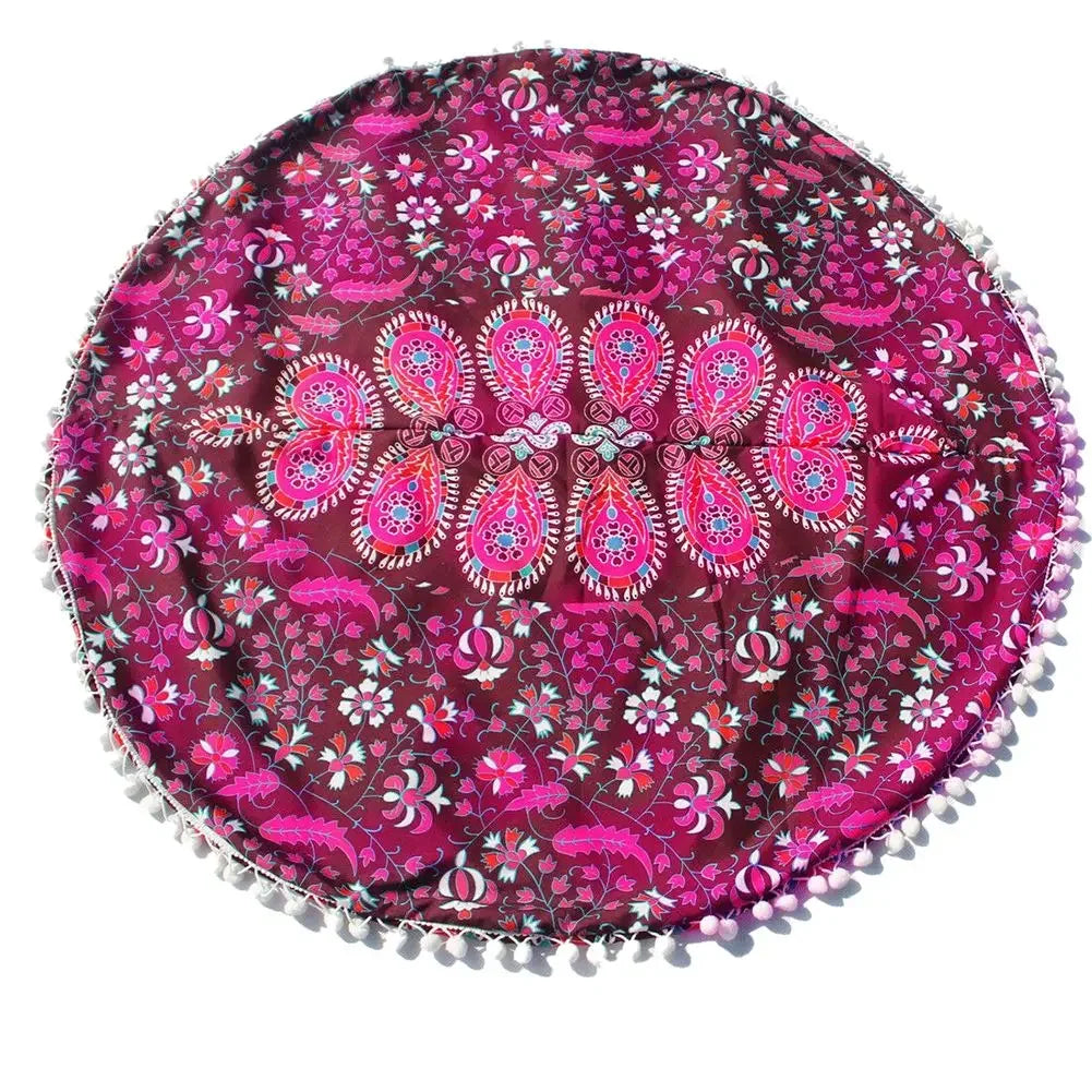 Runde Leinen-Kissenhülle – Mediterraner Stil – 43x43cm