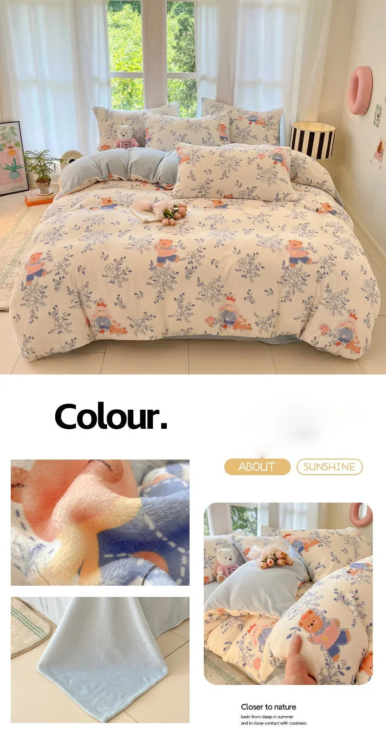 Mehrfarbiger Fleece-Bettbezug, modern, Polyester, Grösse: 200x230cm