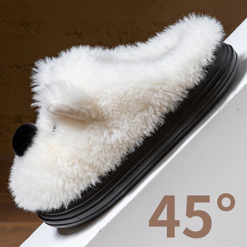 Winter Cartoon-Hundeslippers – Plüschfell, Innenbereich