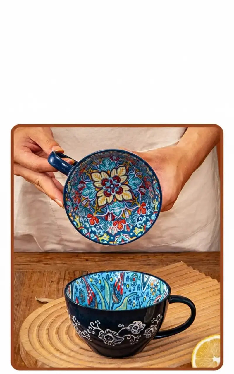 Keramik Frühstücksbecher – Boho – Grosse Kapazität