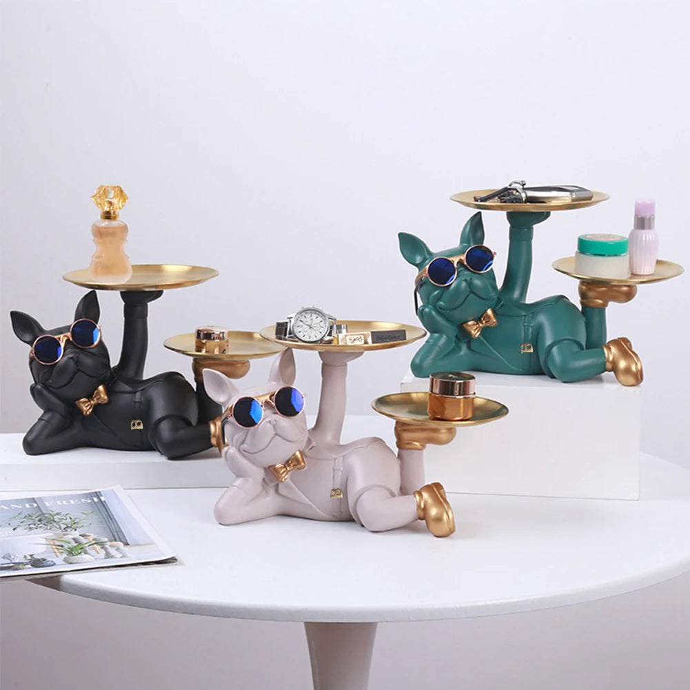 Bulldog Resin Skulptur – Stilvolles Tablett Heimdeko