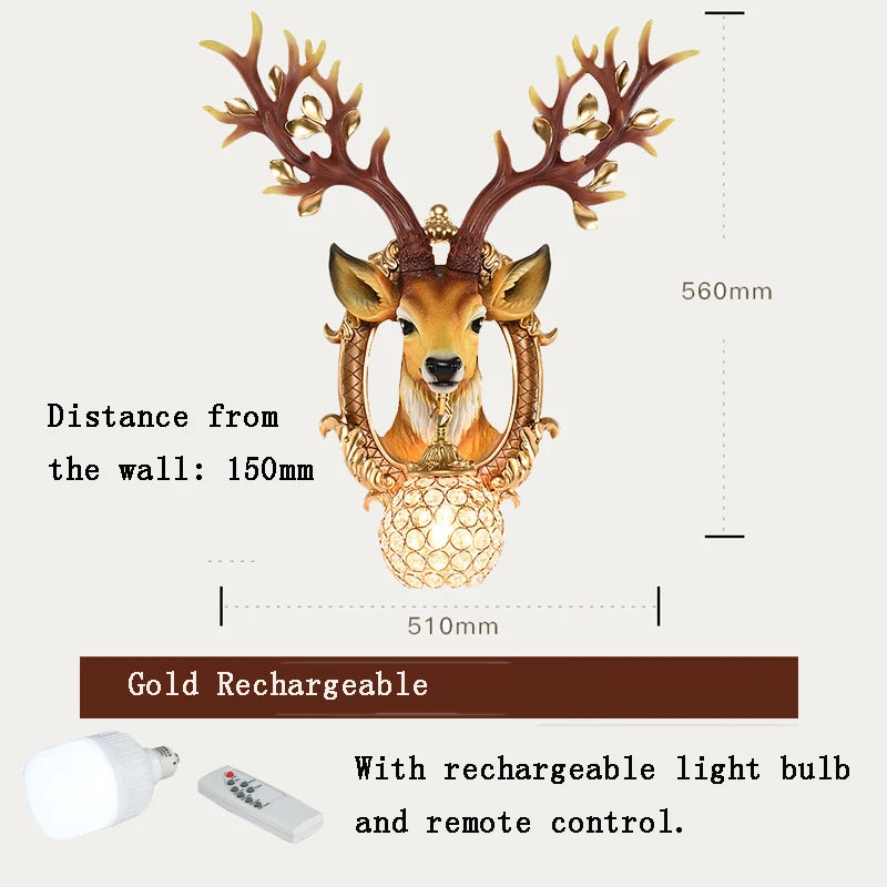 LED Wandlampe – Harz Hirsch Art Deco – Wohnzimmer