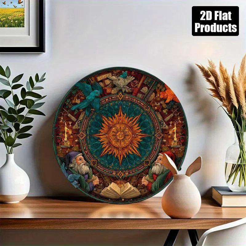 Vintage Wandplatte – Türkisblau & Golden Aluminium – 20x20cm