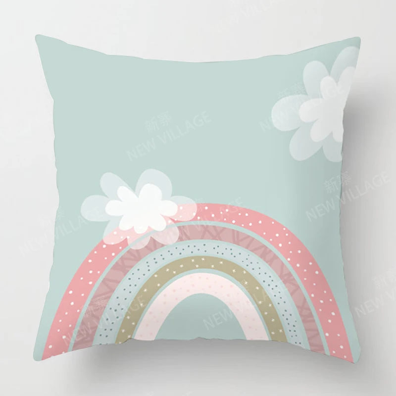 Boho Kissenbezug aus Plüsch mit geometrischem Muster, 45x45 cm