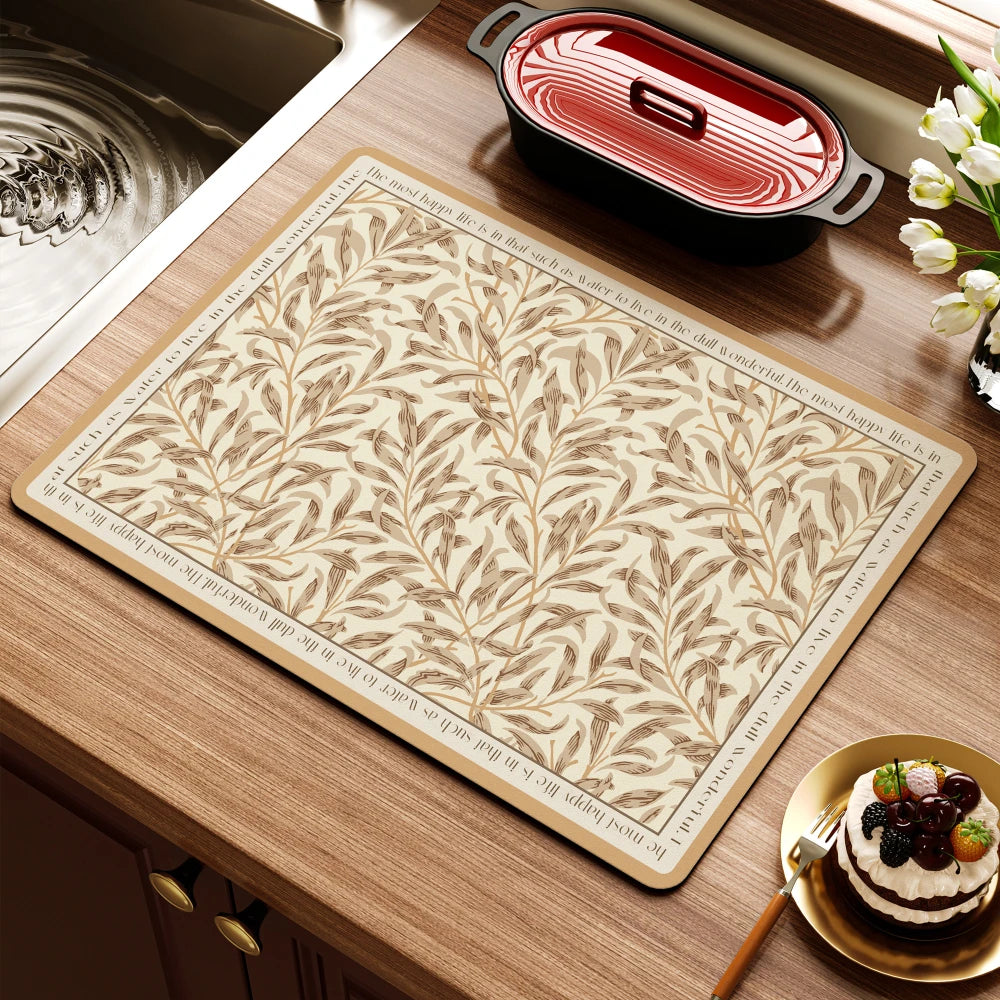 Retro Blumen Diatomitmatte – Modernes Küchenablauf – 50x80cm