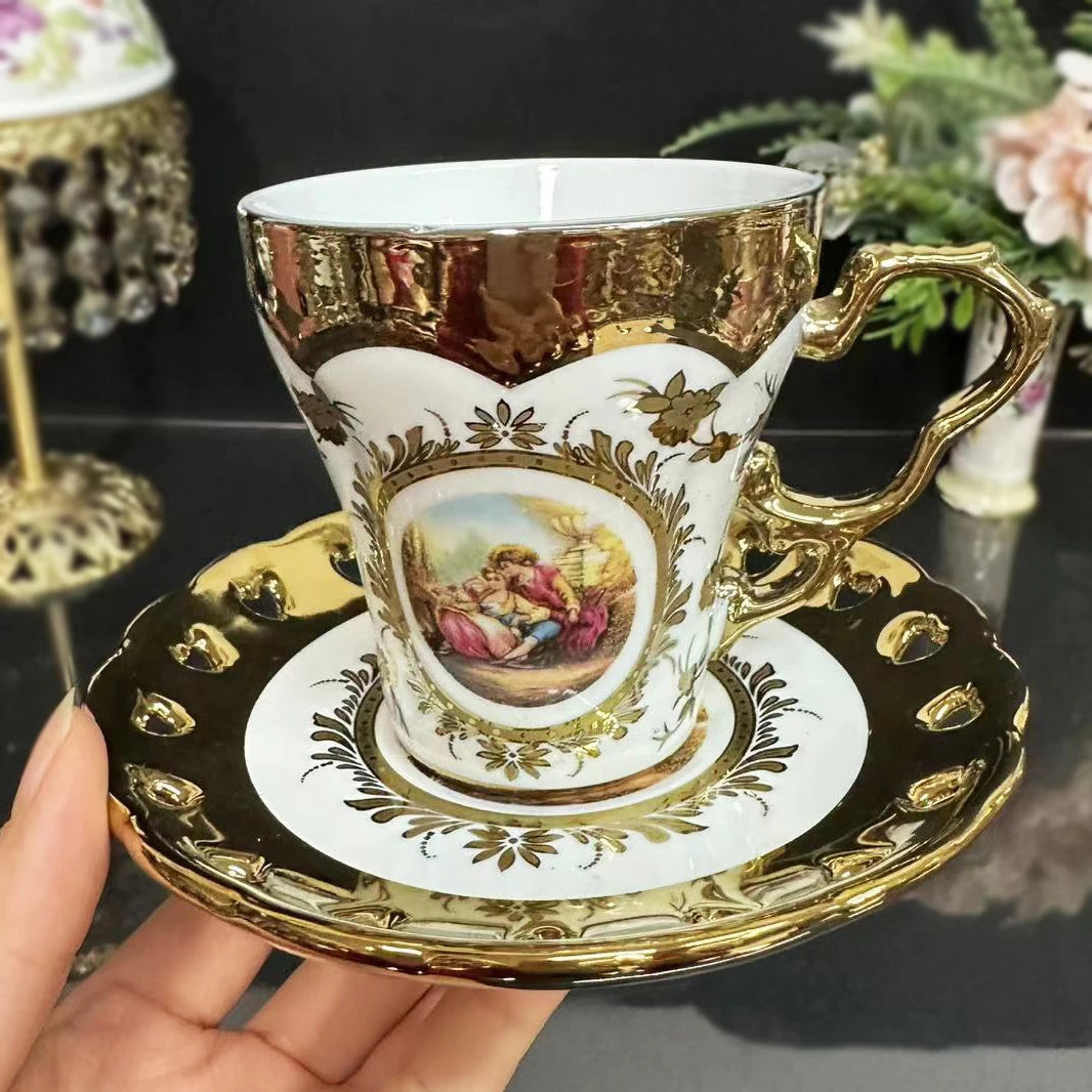 Europäisches Teeservice – Goldplattiertes Porzellan – Luxusdesign